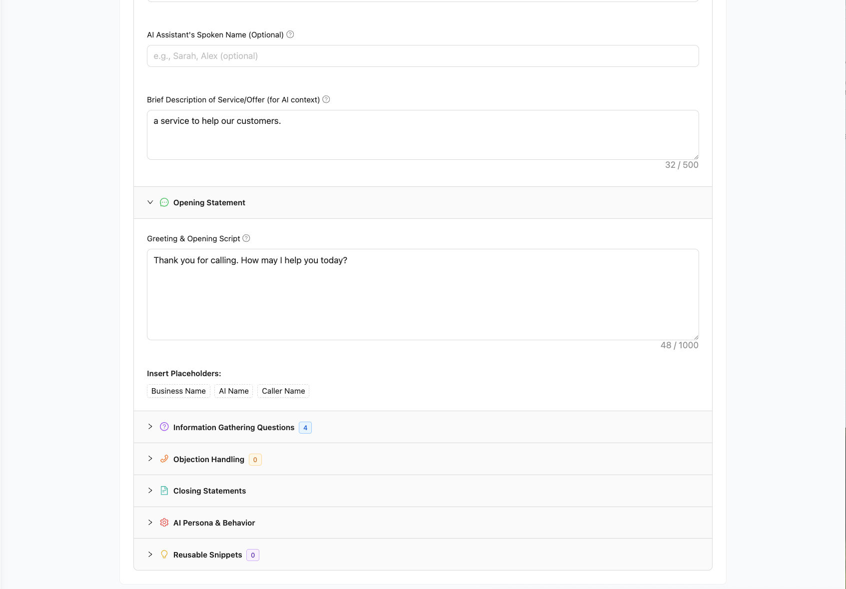 The Zenplus AI receptionist script customization dashboard, where users can configure questions and conversation flows.